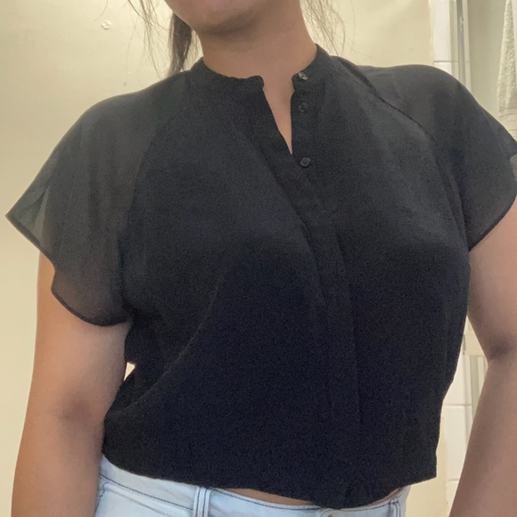 Mesh Sleeve Blouse - Picture 1 of 6